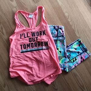 VSX SPORT Crop Leggings and PINK Racerback Tank